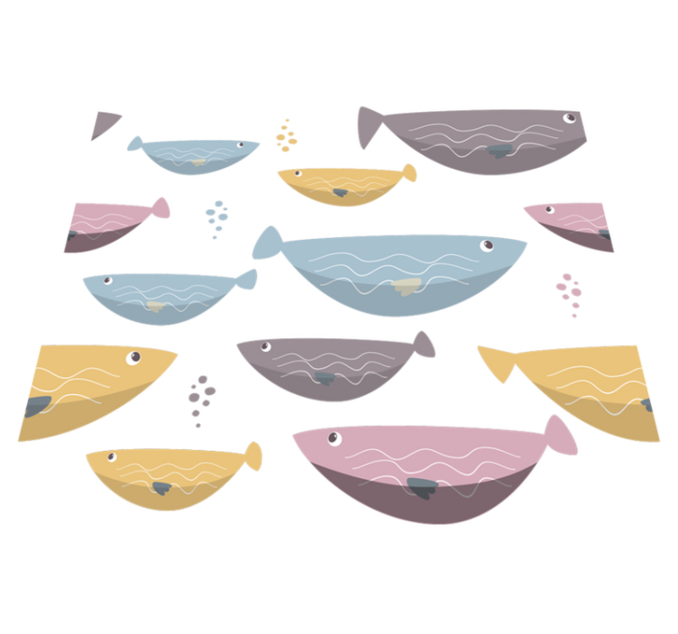 Värikkäät kalat lapsille eläin vinyylimatto - Tenstickers
