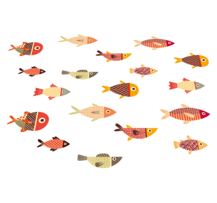 Pyöreät värikkäät kalat eläin vinyylimatto - Tenstickers