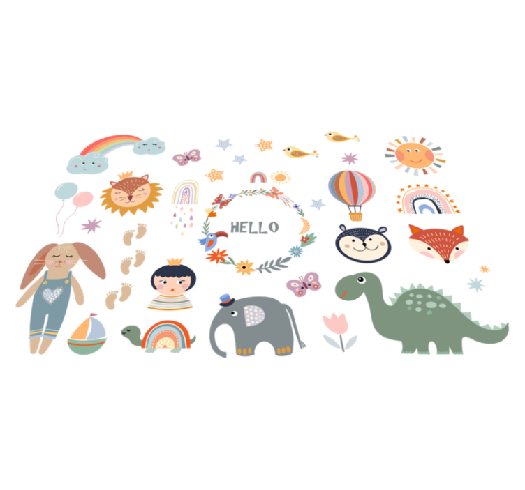 Lasten kukkakuosiset eläinvinyylimatot - Tenstickers