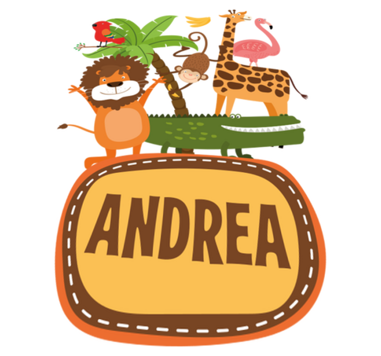 Viidakonpuu-eläimet-nimellä-vinyylimatto - Tenstickers