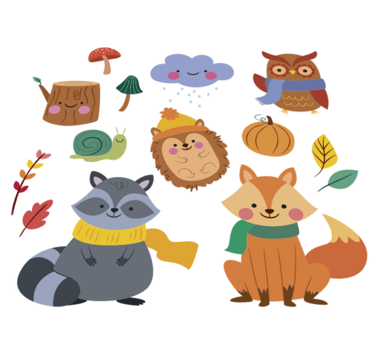 Syksyn kukat ja eläimet vinyylimatto - Tenstickers