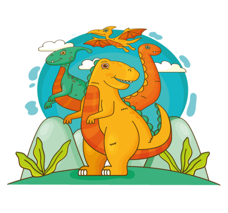 Dinosaurukset viidakossa eläin vinyylimatto - Tenstickers