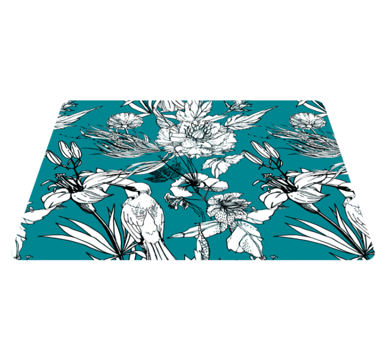 Valkoiset villilinnut elegantti kuvio vinyylimatto - Tenstickers