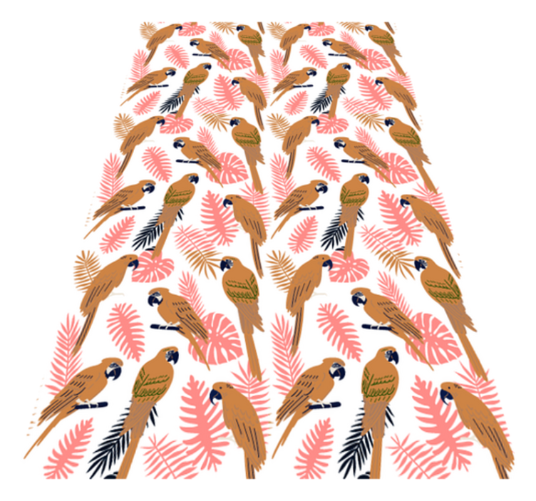 Oranssit papukaijat ja vaaleanpunaiset kukat vinyylimatto - Tenstickers