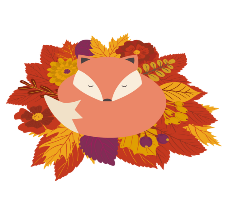 Kettu ja lehdet eläin vinyylimatto - Tenstickers