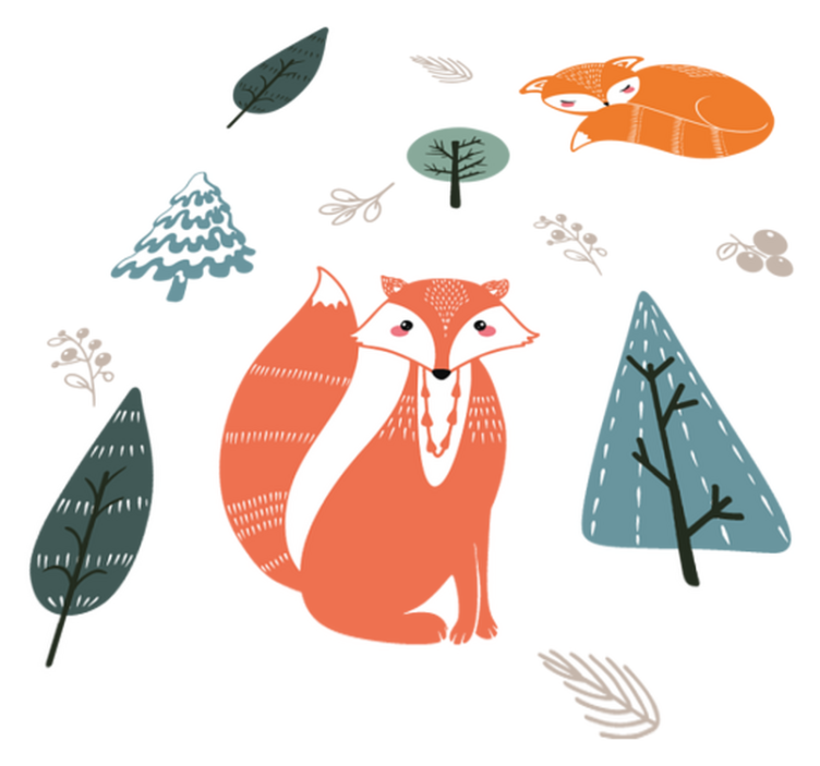 Leikkisä kettu suunnittelueläin vinyylimatto - Tenstickers