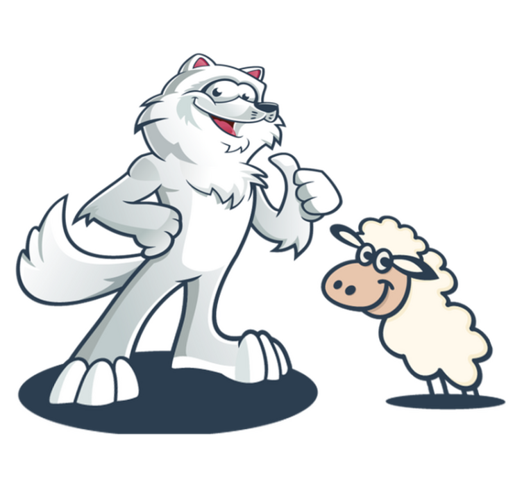 Iloinen susi hahmo eläin vinyylimatto - Tenstickers