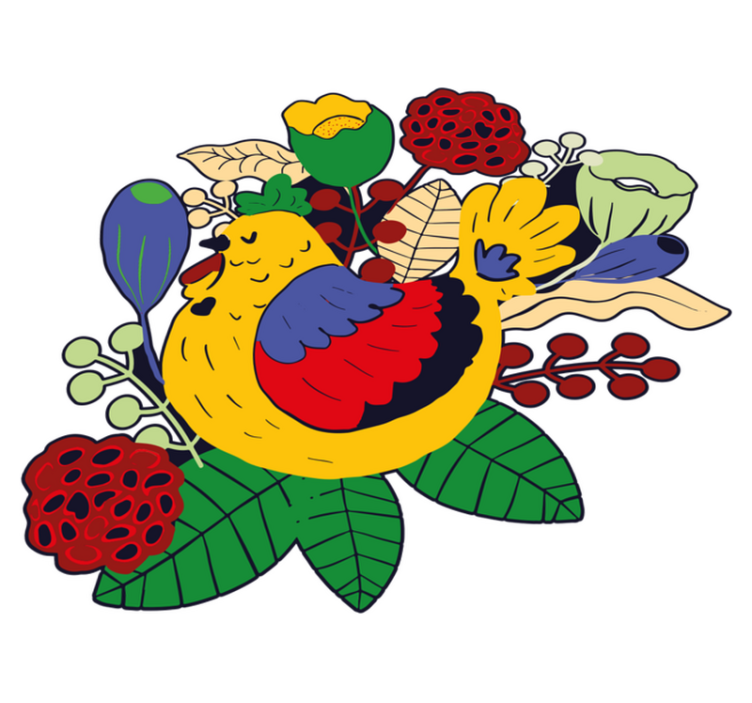 Värikäs lintu kukkaeläinvinyylimatto - Tenstickers