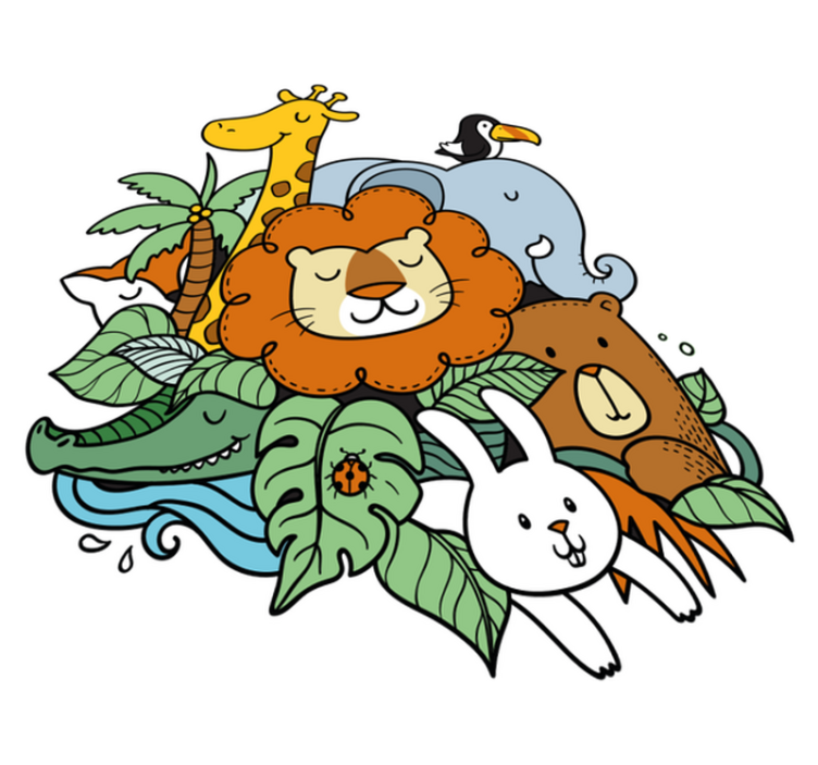 Leikkisä eläinskenaario vinyylimatto - Tenstickers