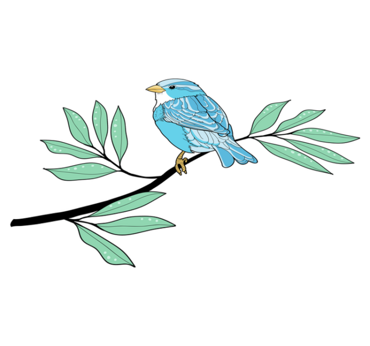 Sininen höyheninen lintu vinyylimatto - Tenstickers