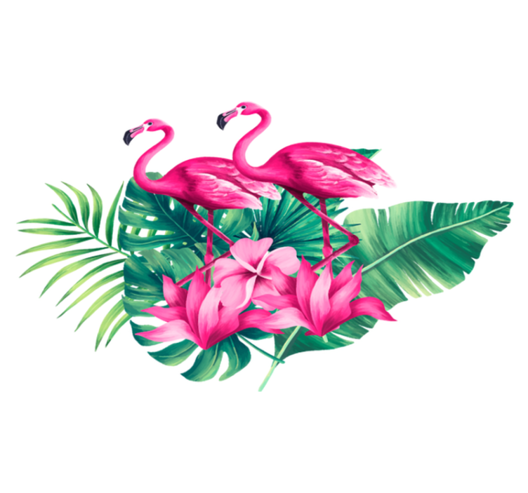 Flamingot ja lehdet eläin vinyylimatto - Tenstickers
