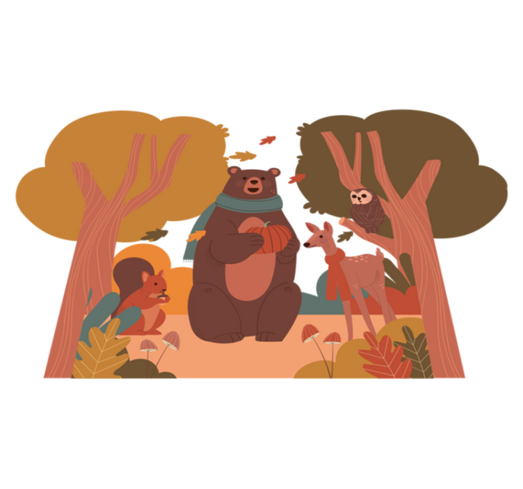 Syksyn metsän eläimet vinyylimatto - Tenstickers