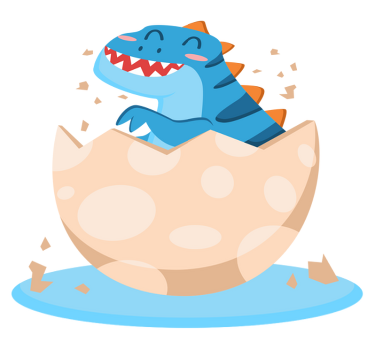 Iloinen kuoriutunut dinosaurus vinyylimatto - Tenstickers