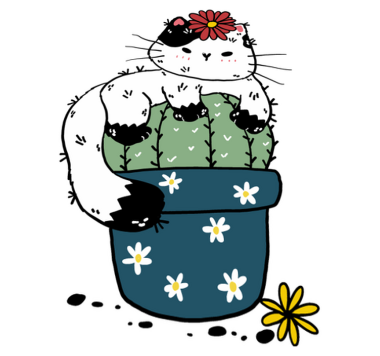 Leikkisä kissa kaktus eläin vinyylimatto - Tenstickers