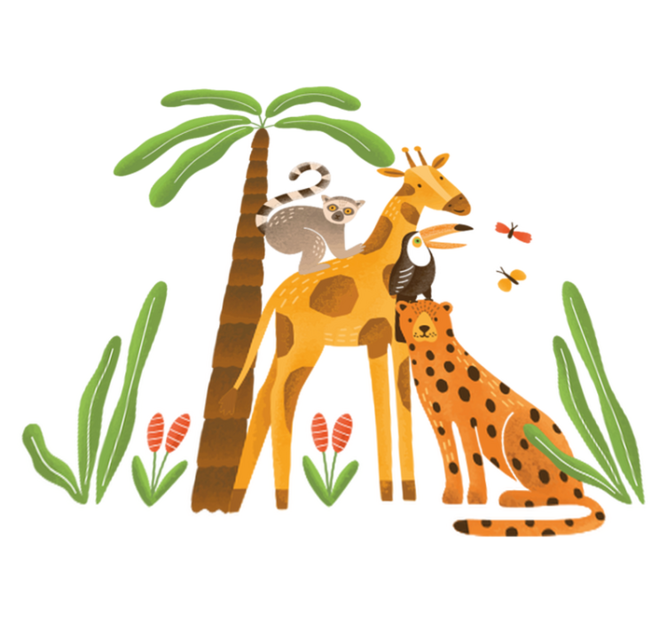 Satuinen viidakkasetti eläin vinyylimatto - Tenstickers