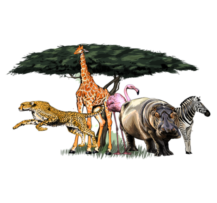 Giraffiperheen safarivinyylimatto - Tenstickers