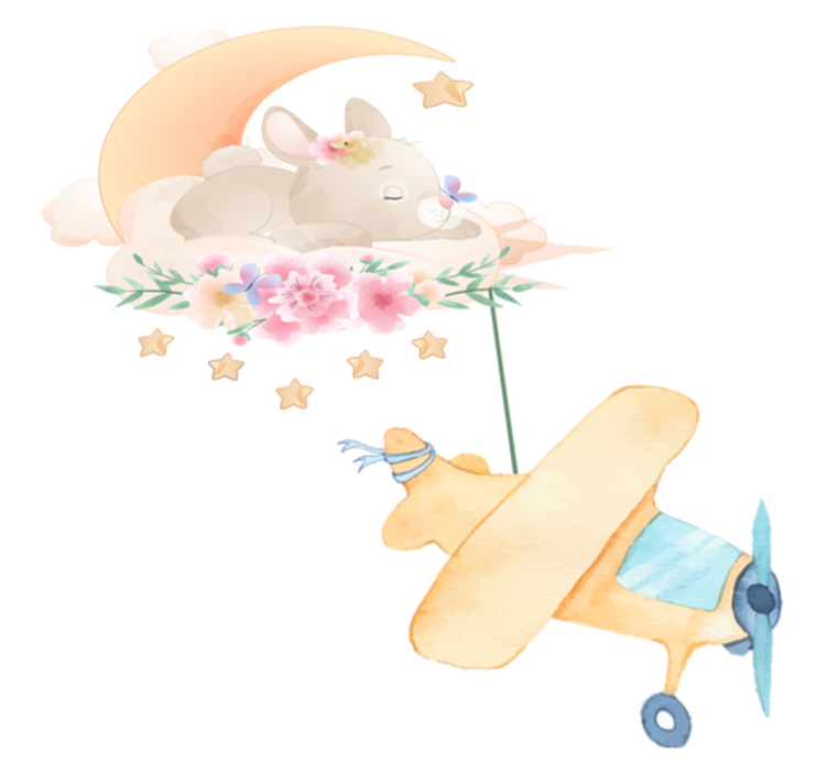 Kani nukkuu kuussa lelulentokoneen kanssa vinyylimatto - Tenstickers