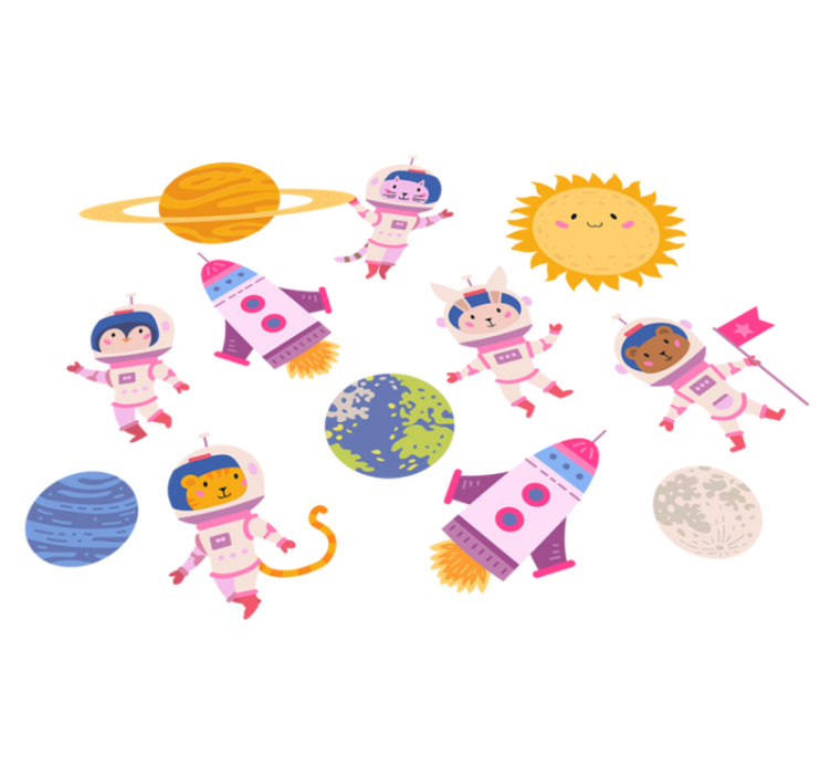 Eläinastronautit raketissa vinyylimatto - Tenstickers