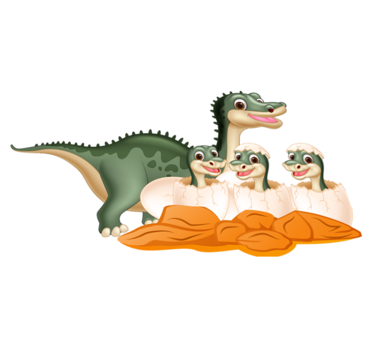 Söpö dinosaurperhe eläinvinyylimatto - Tenstickers