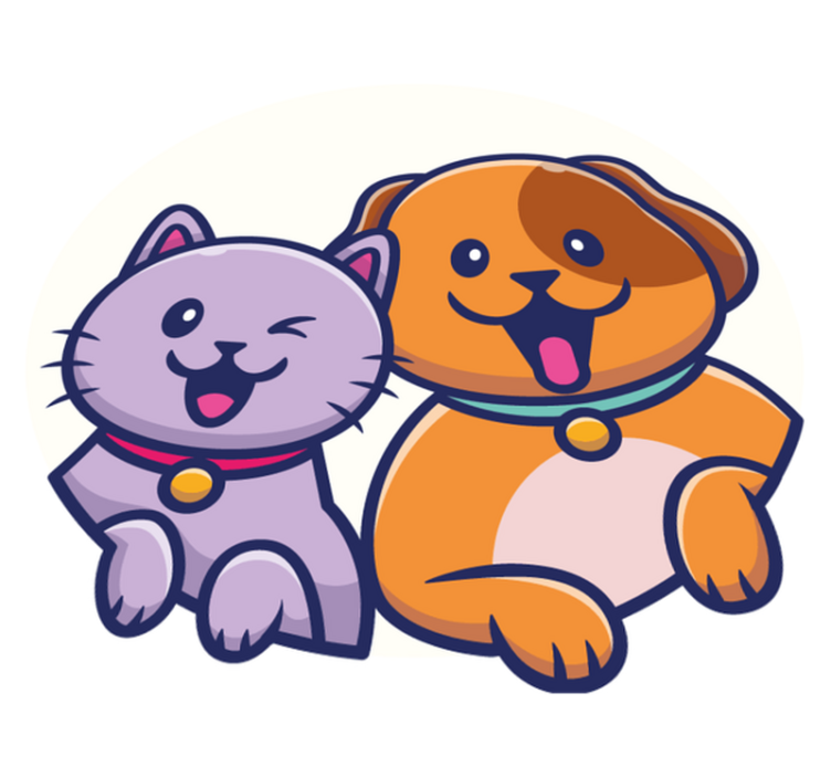 Leikkisä kissa koira eläin vinyylimatto - Tenstickers