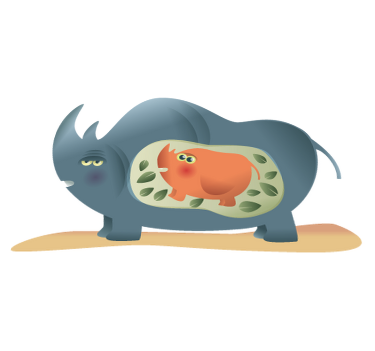 Raskaana oleva sarvikuononemo eläin vinyylimatto - Tenstickers