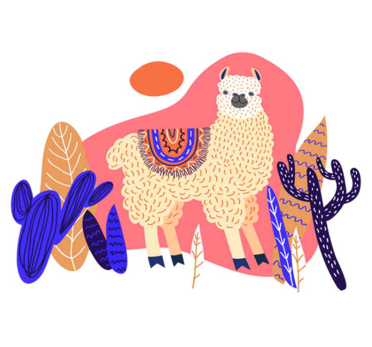 Perulainen laama ja kaktus vinyylimatto - Tenstickers