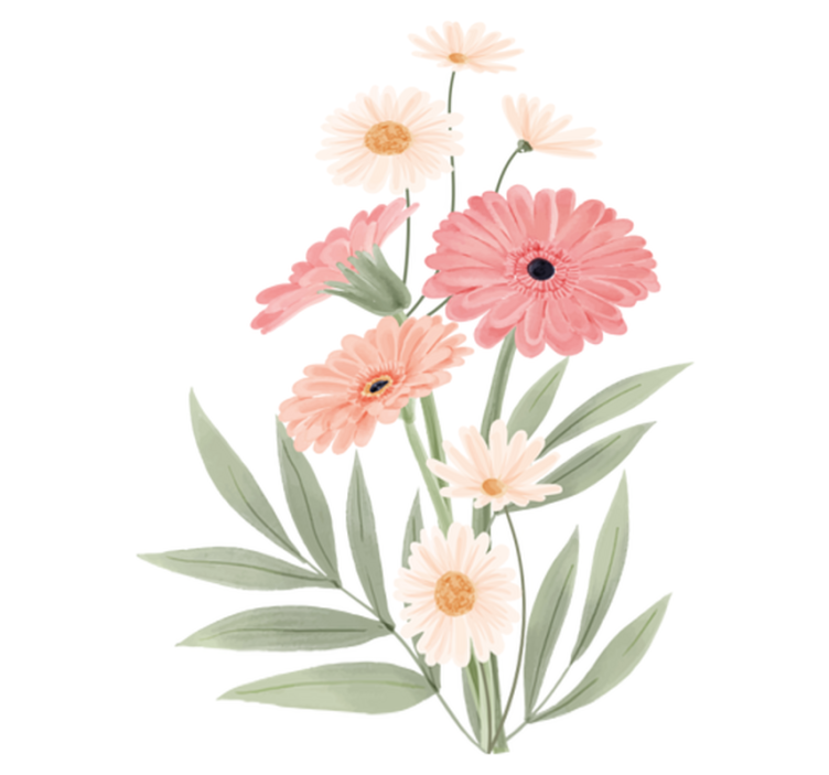 Pinkit päivänkakkarat kylpyhuoneen vinyylimatto - Tenstickers