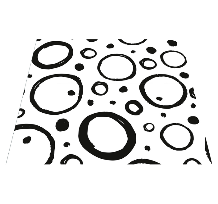 Ympyrämuotoilu mustavalkoinen geometrinen vinyylimatto - Tenstickers