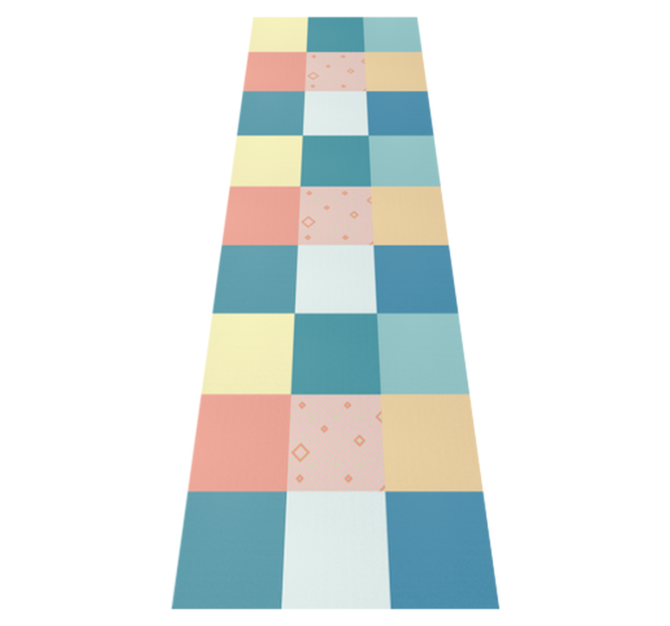 Värikäs retro-patchworkkuvioinen geometrinen vinyylimatto - Tenstickers