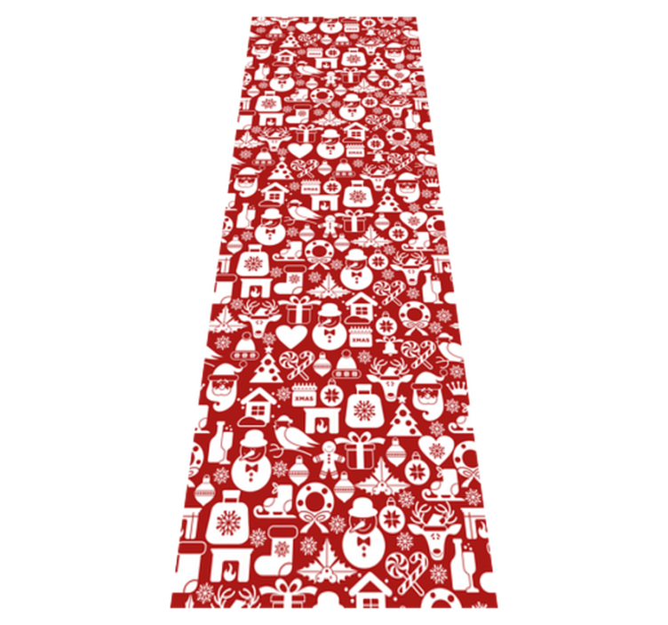 Jouluinen vinyylimatto punaisella taustalla joulusymboleita - Tenstickers