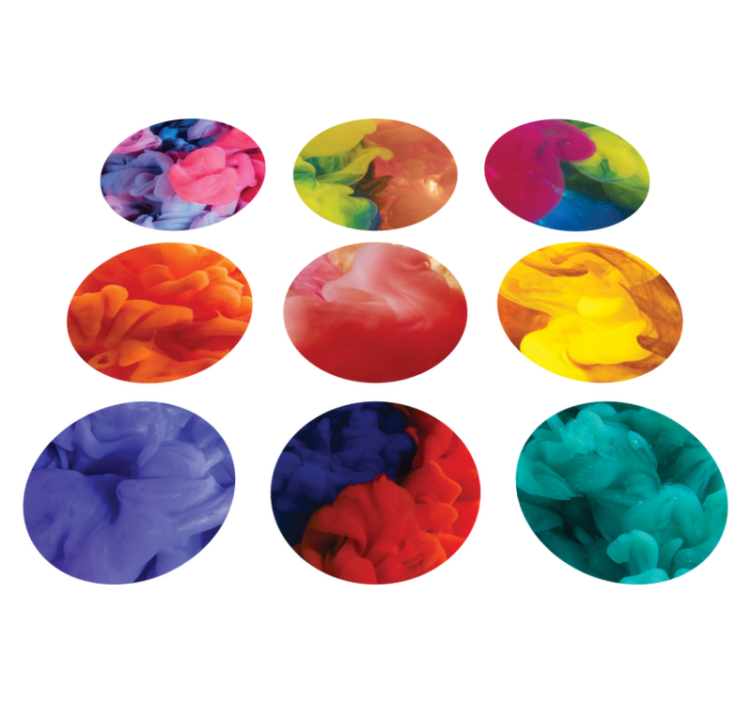 Geometrinen vinyylimatto värikkäillä savustetarroilla - Tenstickers