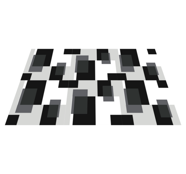 Geometrinen vinyylimatto mustavalkoisilla värilohkoilla - Tenstickers