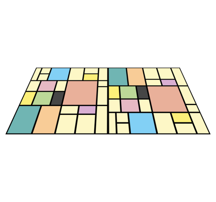 Geometrinen vinyylimatto värikkäistä paloista - Tenstickers