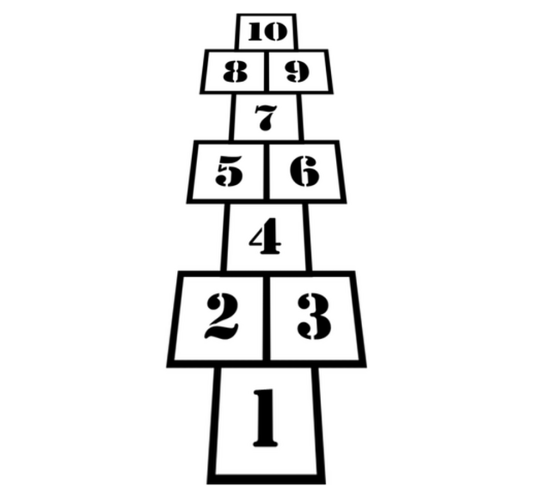 Lastenhuone vinyylimatto mustavalkoinen hyppyneliö - Tenstickers