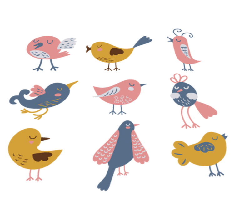 Lastenhuone vinyylimatto yhdeksän lintua - Tenstickers