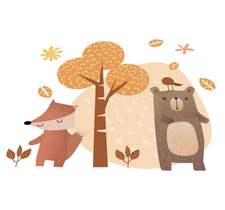 Eläimet ja puut lastenhuone vinyylimatto - Tenstickers