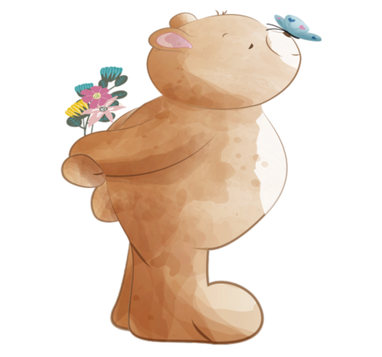 Lastenhuoneen tarra karhulla ja perhosella - Tenstickers