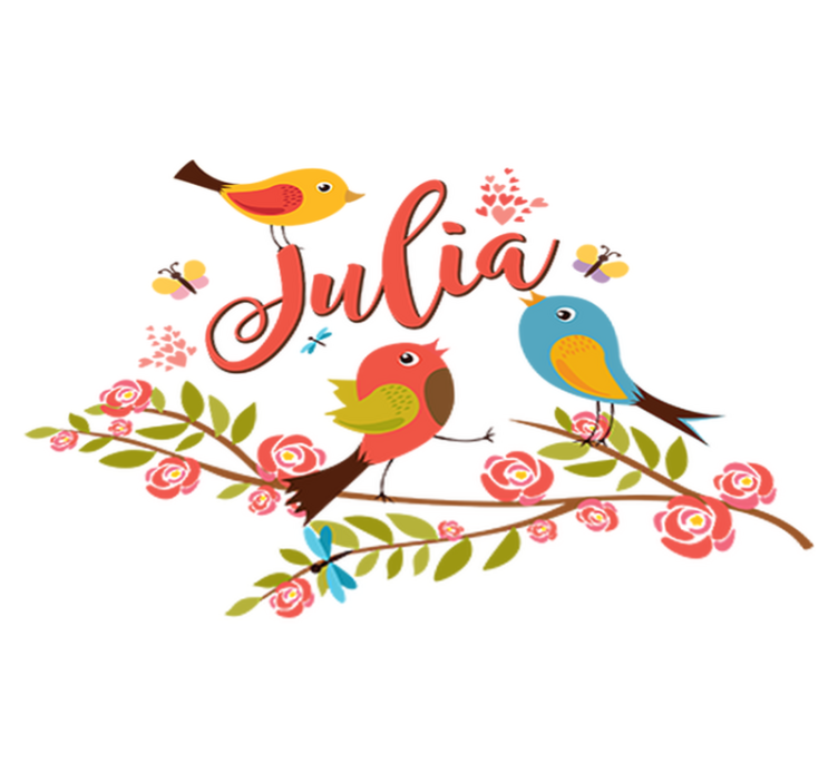 Kevätlinnut nimellä lastenhuone vinyylimatto - Tenstickers