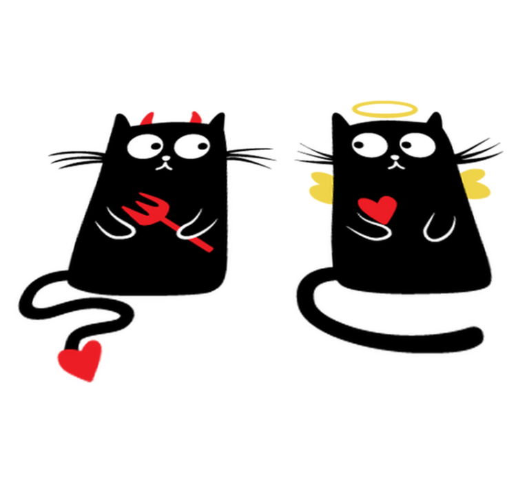 Hyvä ja huono kissa lastenhuone vinyylimatto - Tenstickers