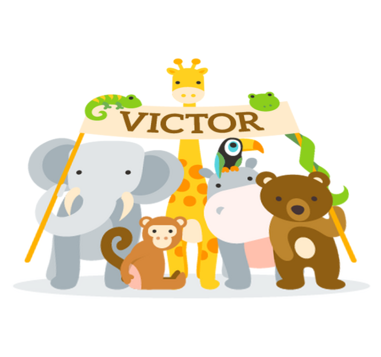 Tervetuloa eläimet nimellä lastenhuone vinyylimatto - Tenstickers