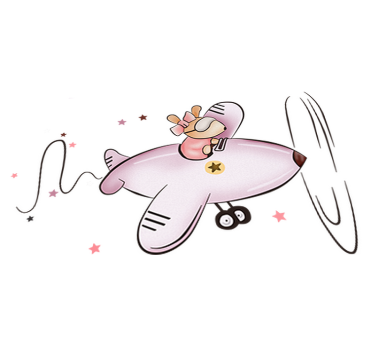 Lastenhuone vinyylimatto pikku hiiri lentokoneessa - Tenstickers