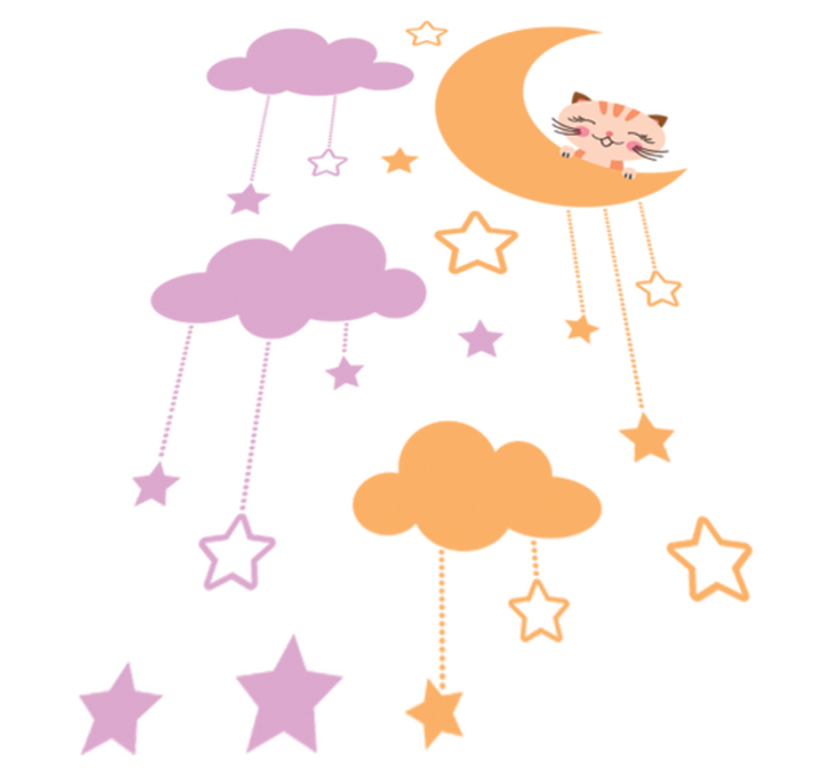 Lastenhuone vinyylimatto kuu kissa - Tenstickers