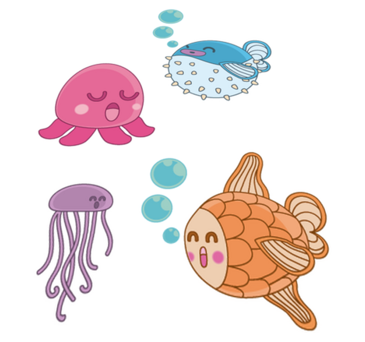 Lastenhuone vinyylimatto kalakuviolla - Tenstickers