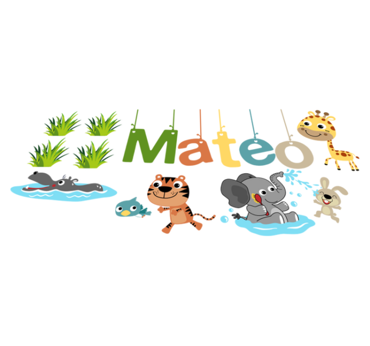 Lastenhuone vinyylimatto viidakkoeläin nimitarra - Tenstickers