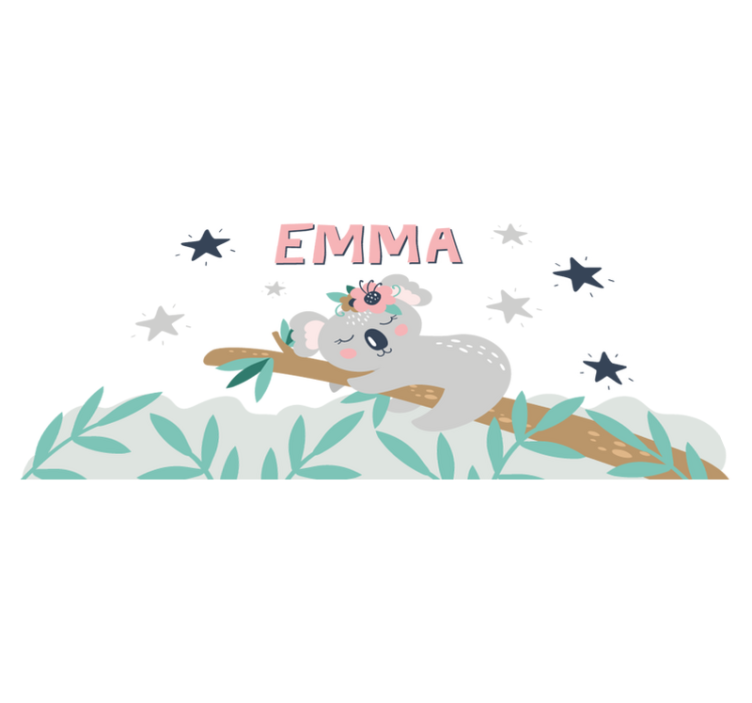 Söpö koala tytölle nimellä lastenhuone vinyylimatto - Tenstickers