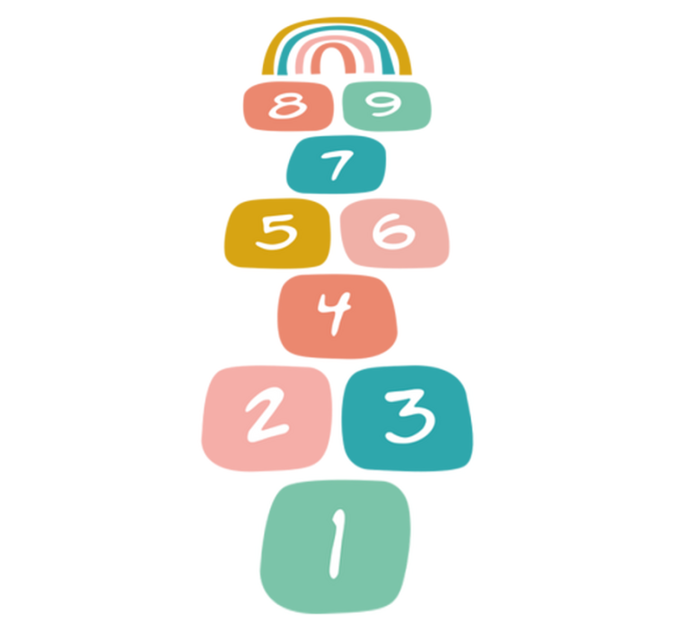 Lastenhuone vinyylimatto hyppyneliö sateenkaari - Tenstickers