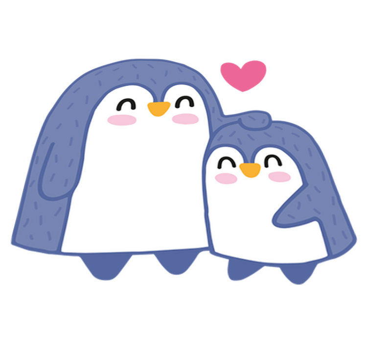 äidin ja vauvan pingviini lastenhuone vinyylimatto - Tenstickers