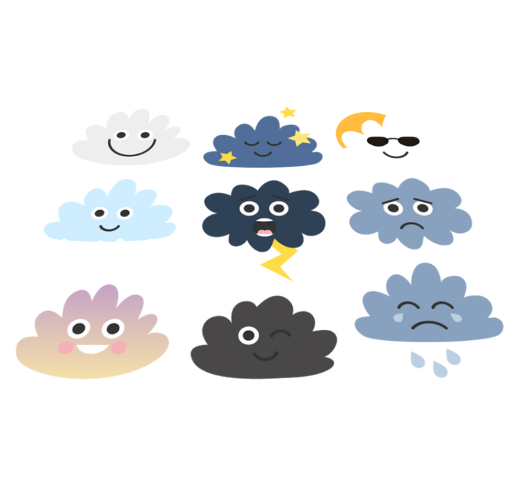 Pilvet ja kasvot lastenhuone vinyylimatto - Tenstickers