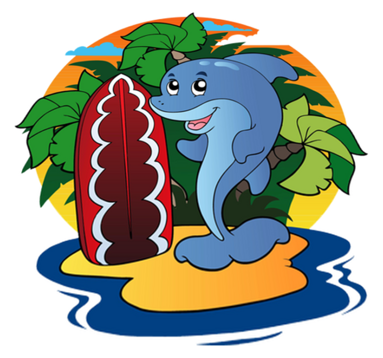 Surfing delfiini lastenhuone vinyylimatto - Tenstickers