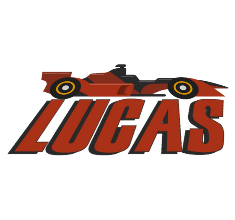 Punainen f1-auto nimellä lastenhuone vinyylimatto - Tenstickers